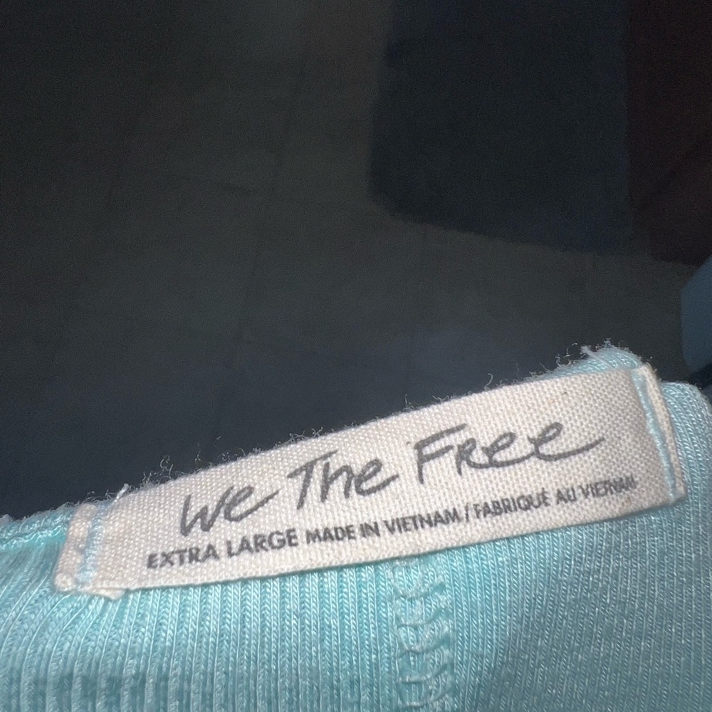 Free People Rock Your World Strappy Tank Top Washed Aqua Sz XL - Picture 2 of 4